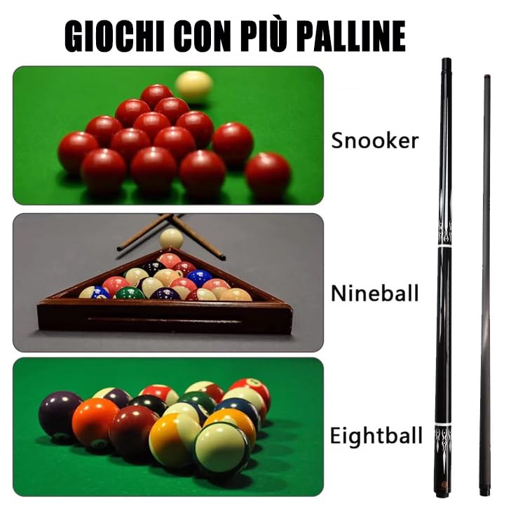 OKHEALING T700 Attelle de billard en fibre de carbone - Diamètre de la tête 12,9 mm - Connecteur robuste à 3 dents pour une meilleure maniabilité et précision
