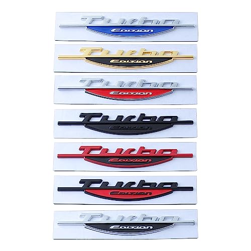 Image of 2X Turbo Emblem 3D Metal nameplate Logo Rear Trunk Emblem Car Sport Badge car Accessories Decorative for Universal (Red-Black)