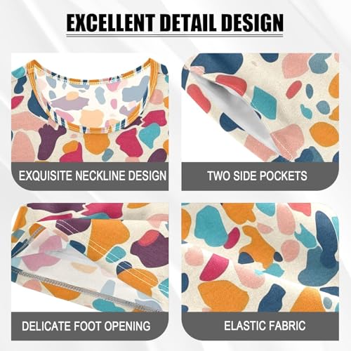 ALAZA Colorful Spots Abstract Art Pajamas Short Sleeve 2 Piece Sleepwear Top and Bottom Pajama Set Unisex4