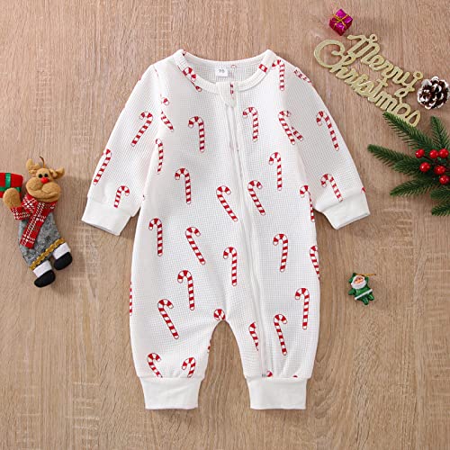 Baby Girls Christmas Outfits Long Sleeve Ruffle Trim Jumpsuit Zipper Romper Bodysuit Fall Winter Clothes4