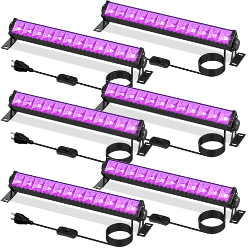 Image of 6 Pack 40W LED Black Light Bar, Glow Party Supplies for Halloween