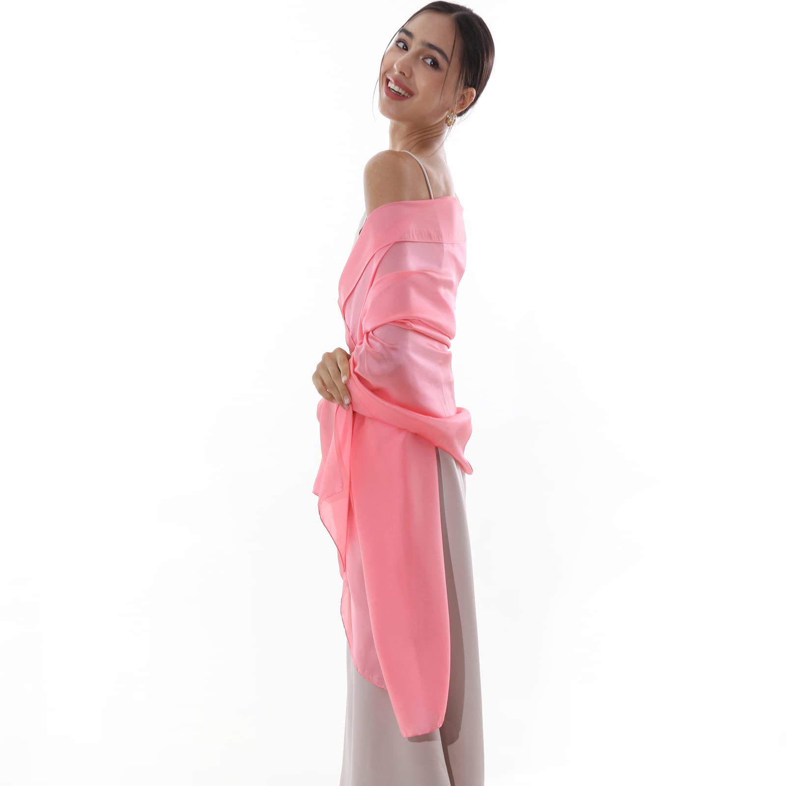 RIIQIICHY Foulard Sciarpa Seta Donna Pashmina Stola Scialle Cerimonia Abito da Sera Elegante Sposa