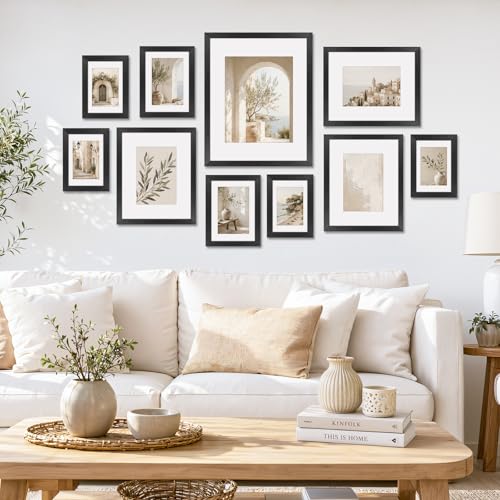 Image of 6 Pack 4x6 Frames, Mat for 3.5x5 Photos, Shatter HD Plexiglass | Removable mat fits two photo sizes, slim frame with stand for horizontal & vertical tabletop & wall mount