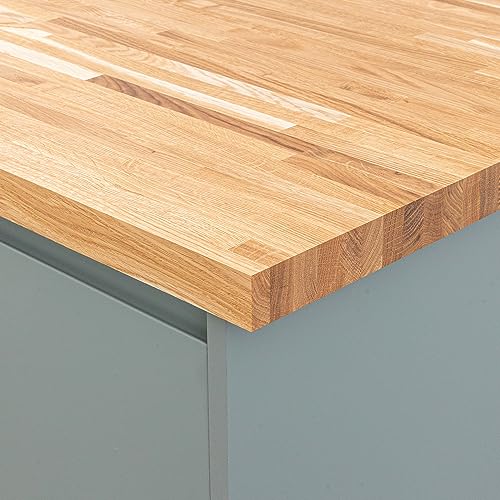 Solid Oak Kitchen Worktop | 1000mm x 620mm x 40mm | Premium Wood Worktops | Oak Wooden Timber Counter Tops | Cut To Size Customisation Available | Real Wood Block Stave Kitchen Countertops