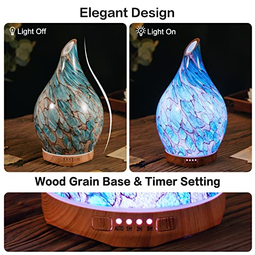 Porseme 280Ml Glass Essential Oil Diffuser Aromatherapy Ultrasonic Cool Mist Humidifier 7 Running Hours Waterless Auto-Off Air Diffusers For Sleeping, Yoga, Office Working, Spa And Rest (Light Blue) #TOP4