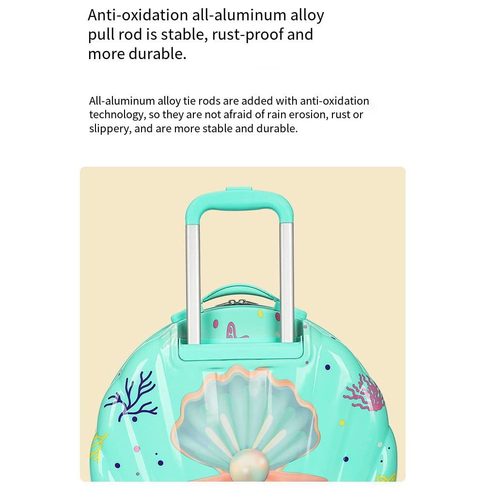 Maleta Trolley Infantil Equipaje Shell De Gran Capacidad con Ruedas Universales 44X35x22cm(Color:Light Green)
