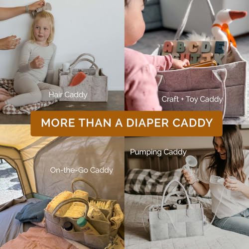 Image of Parker Baby Diaper Caddy - Nursery Storage Bin and Car Organizer for Diapers and Baby Wipes - Gray, Regular (Pack of 2)