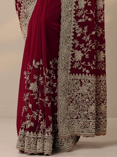Image of Libas Embellished Georgette Saree for Women With Unstitched Blouse Piece | Traditional Saree for Festive & Wedding