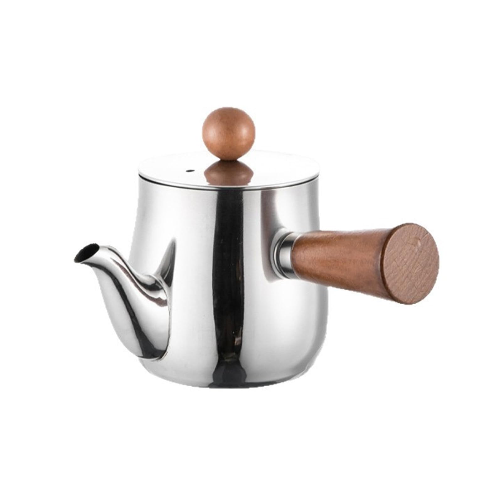 Qusinfc 304 Stainless Steel Tea Kettle with Wooden Handle Even Heat Distribution Water Boiler for Everyday Use Wood Handle Tea Coffeepot