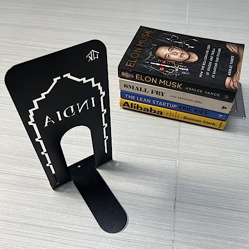 Image of Office Bookends Library Bookend by HeavenlyKraft, India Gate Design Metal Bookends for Office & Library, Black Color, 7 Inch Tall (10 Inch Tall Pack of 4)