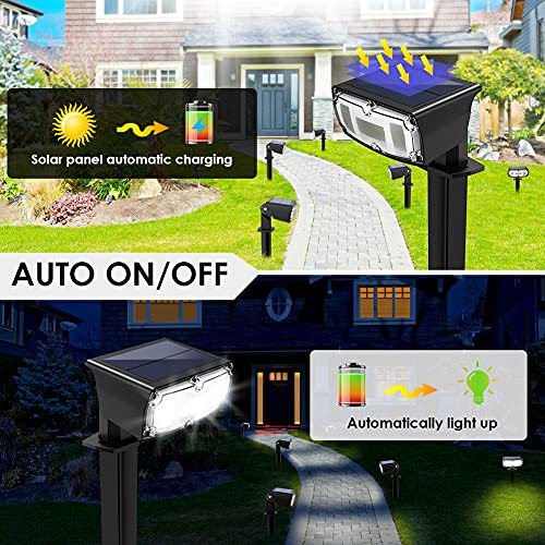 OUSFOT Solar LED Spotlights Outdoor IP67 Solar Garden Lights 4 Pack Solar Lights 2 Lighting Modes for Garden Yard Driveway Walkway - Image 4