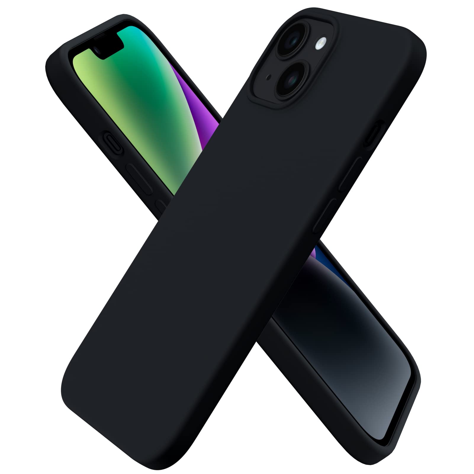 ORNARTO Compatible with iPhone 14 Case 6 1 Slim Liquid Silicone 3 Layers Full Phone Covered Soft Gel