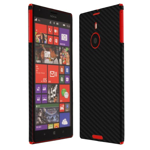 Skinomi Black Carbon Fiber Full Body Skin Compatible with Nokia Lumia 1520 (Full Coverage) TechSkin with Anti-Bubble Clear Film Screen Protector