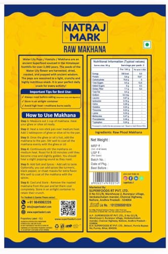 Image of NATRAJ MARK MAKHANA Raw Makhana Naturally Delicious and Nutritious Puff Snack (200gm) | Pack of 7