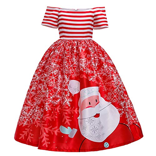 Kolylong 2018 Noël Bustier Robe Tutu de soirée Chic canoniques Déguisement Costume Rouge père noël Imprimer pour Bébé Filles Princesse Enfants vêtements Tenues pour Filles (L-Rouge, 12 Ans)