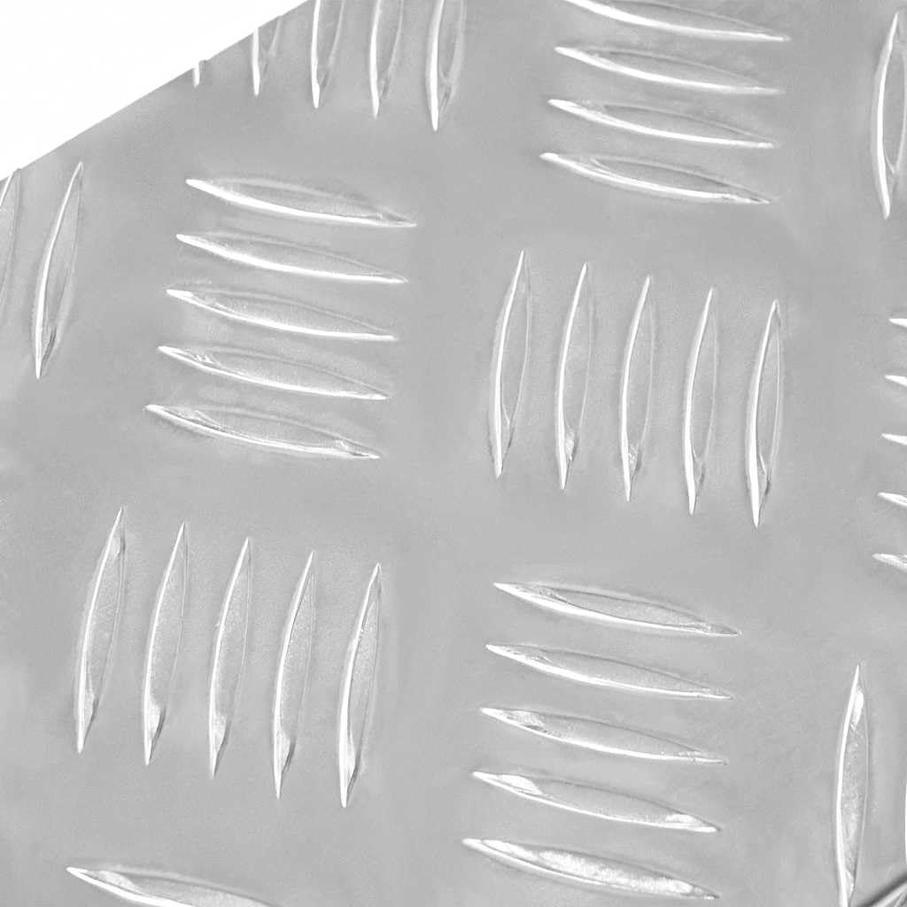 Aluminium Treppenstufe 10er Set Silber 60 x 18 x 2,5 cm Rautenmuster Trittauflage für Innenbereich, Treppenläufer, Rutschhemmende Trittsicherheit