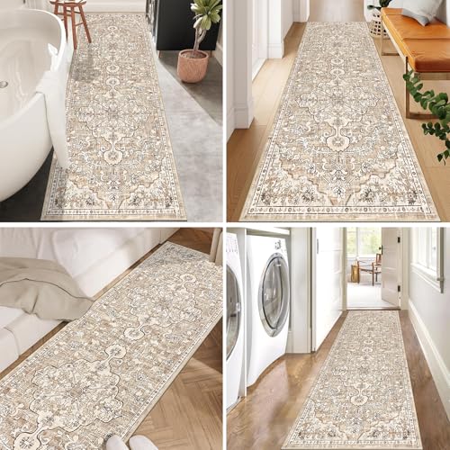 Pauwer Boho Hallway Runner Rug 2'8" x 8' Washable Entryway Area Rugs Non Slip Farmhouse Vintage Floor Mat Carpet Runner for Hallways Laundry Room Kitchen Bathroom Bedroom