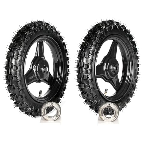 ELANER PW50 Wheels Kit, 2.50-10 Tyres Tires Tube Rim Brake Pad for Yamaha PW50 PeeWee Y-Zinger 50cc PY50 1981-2016 Kid Bikes (Black) Cover