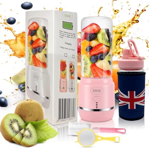 Blender smoothie maker Portable Mini Blender Rechargeable 420ml Cup Mini Blender with 6 Stainless Steel Blades Cooler Sleeve Premium Blenders for Smoothies Personal Blender for Office, Gym
