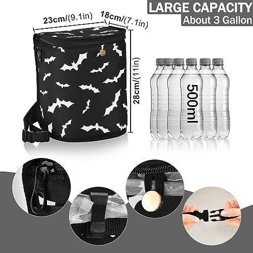 Image of Bat Car Trash Can Halloween Black Car Garbage Bag with Lid Hanging Waterproof Leak Proof Vehicle Storage Bin