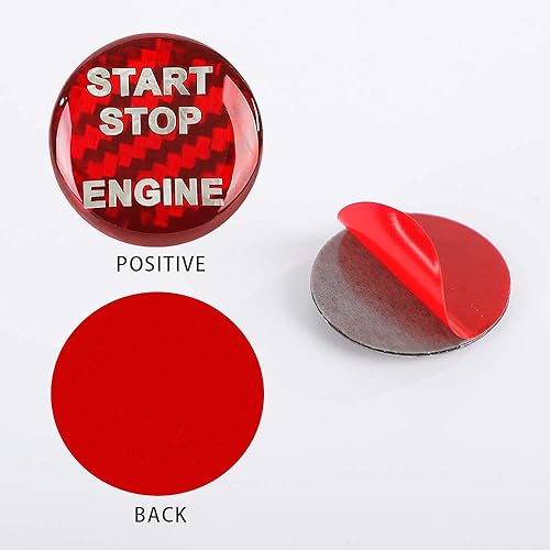 Miniatura 10 de QianBao Compatible con la cubierta del botón de arranque y parada, calcomanía de fibra de carbono para interruptor de encendido de arranque sin Negro