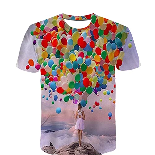 Waniyin T-Shirt imprimé Fille Ballon T-Shirt Graphique imprimé en 3D t-Shirts été garçons Fille t-Shirt décontracté Hauts Taille supérieure S-3XL Cover