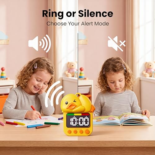 Dolidream Shower Timer Cute Duck Bathroom Toilet Kids Visual Timer | Waterproof Suction Cup for Wall Mount Swim, Rechargeable (Yellow) - image 6