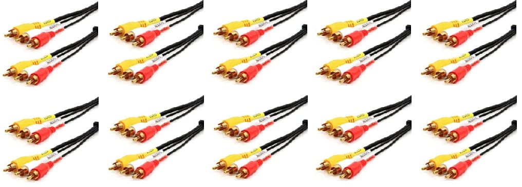 RiteAV - Cable de audio y vídeo RCA de 25 pies - Paquete de 10