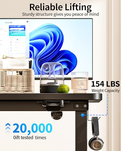 Image of Okin Electric Standing Desk 31.5x19.7 Inches Small Computer Desk-Whole Piece Stand up Desk with Wheels Gaming Rolling Home Office Desks, Black