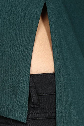 Image of Miss Chase Women's Green Solid High Low Slit Tops