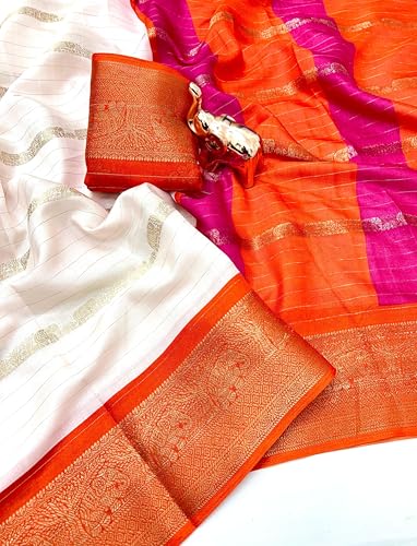 Image of Kashmiri Print Tussar Silk Saree for Women with Unstitched Blouse Piece for All Occasions