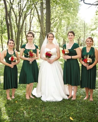 Image of Women's Short Convertible Dress with Bandeau High Low Infinity Bridesmaid Dresses Multi-Way Transformer Formal Dress