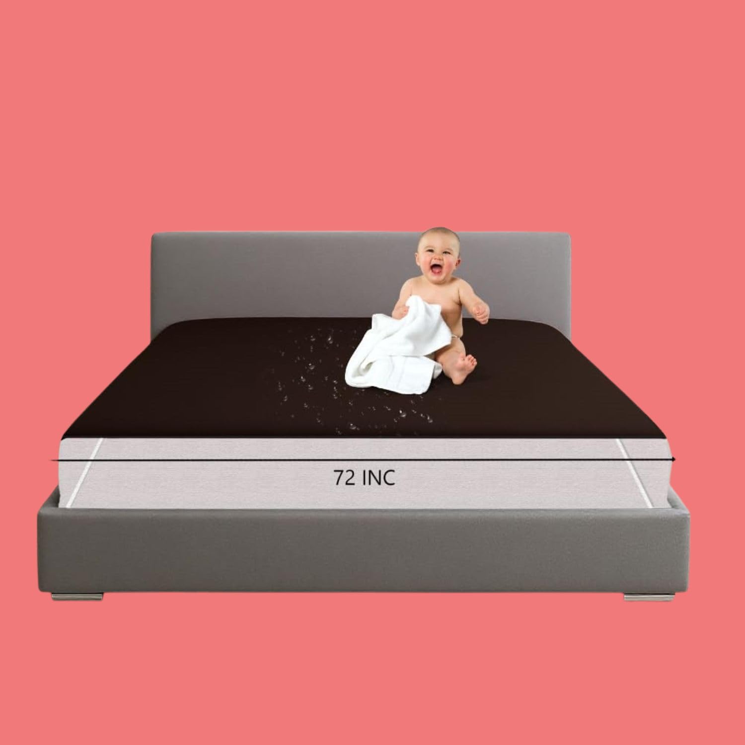Waterproof Bed Protector Brown Cotton Terry King Size 72 x 75 Inch-image-8