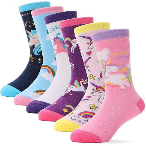 ANTSANG Girls Socks for Kids Toddler Boys Odd Fashion Funny Cute Funky Cartoon Socks Unicorn Gift Stocking Fillers 6 Pack (Unicorn-I, 3-5 Years Old)のサムネイル
