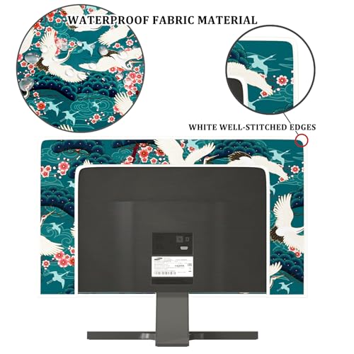 Image of Red-Crowned Crane Waterproof Screen TV Cover 40, 41, 42,43 Inch Japanese Style Chinese Style Television Screen Cover Landscape Painting Anti-Static Dustproof Protective for LED LCD OLED TVs