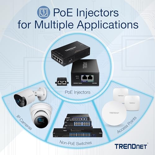 Image of TRENDnet 10G PoE++ Injector, Supplies PoE (15.4W), PoE+ (30W), or PoE++ (90W), Converts a Non-PoE Port to A PoE ++ 10G Port, Metal Housing, Black, TPE-319GI