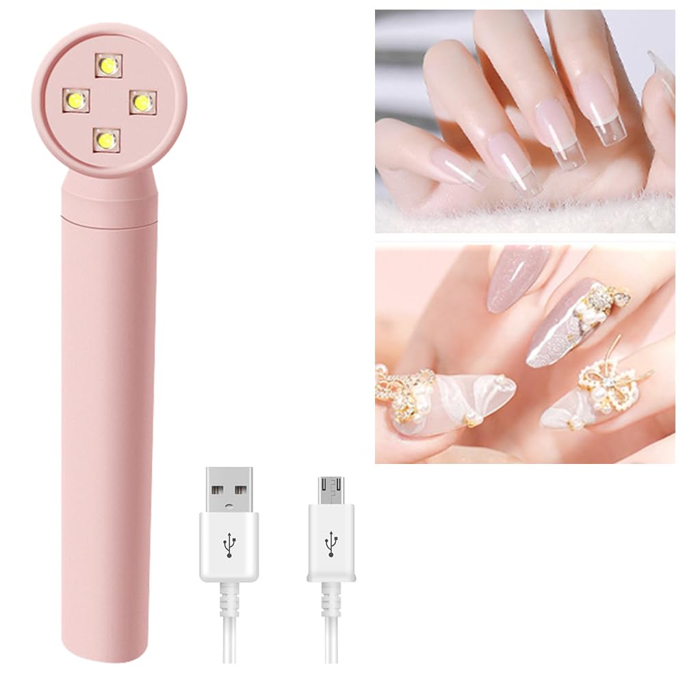 Mini Lampara UV LED Uñas, Lámpara LED Uñas UV, USB Secador de Uñas, Lámpara de Uñas LED UV Con 2 Temporizador, Recargable Lampara Uñas Gel, Herramientas para Nail Art, Secado Rápido, Rosa