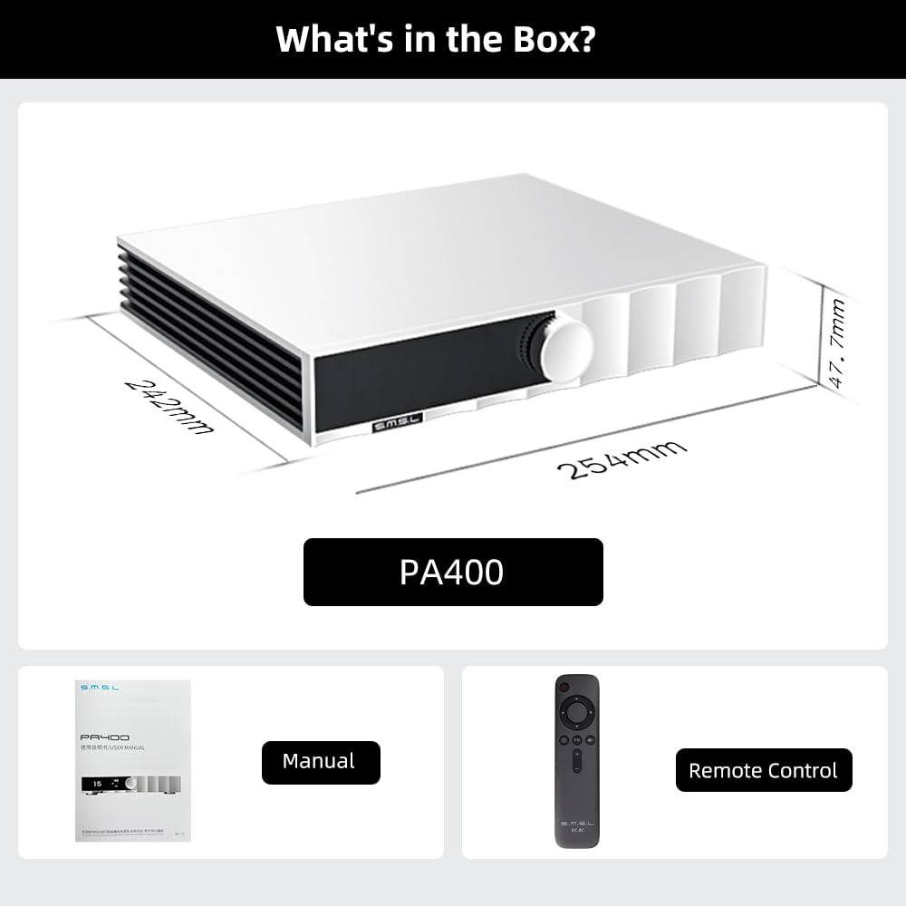 S.M.S.L PA400 GaN-wzmacniacz mocy z tranzystorem GaN Infineon & TI PGA2311, tryb mostkowy stereo/mono, ultra niska dystorsja, pasuje do Hi-Fi/kina domowego