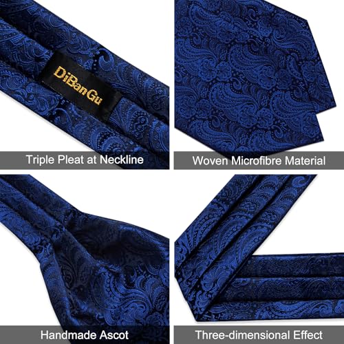 Image of DiBanGu Silk Woven Ascot Cravat with Pocket Square Set for Men