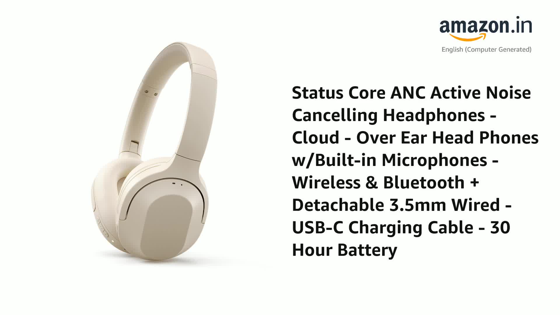 Status Core ANC Active Noise Cancelling Headphones - Cloud - Over