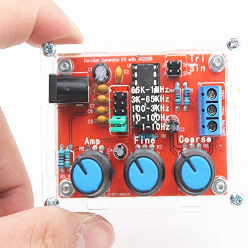 Image of XR2206 Function Generator DIY Kit Adjustable Frequency 1Hz-1MHz Sine Triangle Square Wave Output (Parts+Shell+Manual)