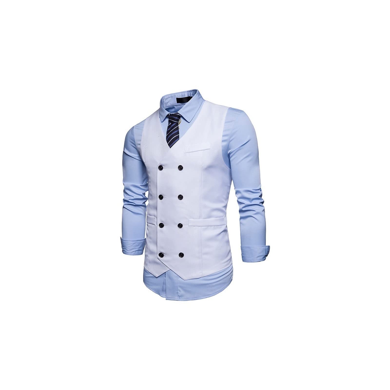 ZADIKOZADIKO Men's Waistcoat, Brand Dress Vests For Men Casual Slim Fit Mens Suit Vest Double breasted Waistcoat Gilet Homme Formal Business Jacket (Size : XL)