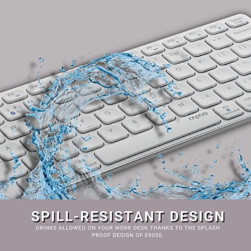 Image of RAPOO E9050 C-Type Rechargeable Bluetooth Wireless Multi-Device (4 Devices) Keyboard for Windows /iOS /Android,Tablet /Smartphone - 3 Years Warranty White