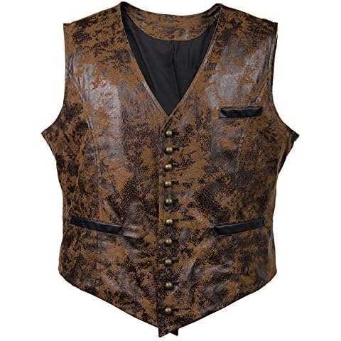 Bslingerie® Mens Steampunk Gothic Faux Leather Costume Corset Vest (XXL, Brown) Cover