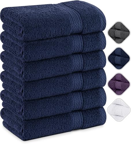 Utopia Towels - 6er Pack Frottee handtücher 50x100 cm mit Aufhängeschlaufe, mittelgroße Handtücher 100% Baumwolle weich und saugfähig Handtücher Set (Marineblau)