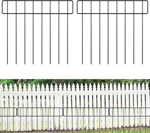 HIHADUUM 42.5FT No Dig Animal Barrier Fence Panels - 30 Pack Garden Fence Animal Barrier Dog Fence, 4.2mm Heavy-Duty Metal Fencing Anti Digging Barrier Garden Edging Border for Outdoor Yard, Rabbit