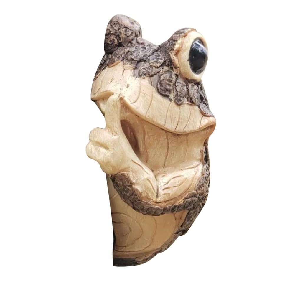 CTRLZS Quiet Frog Tree Peeker Garden Tree Sculptures Outdoor Tree Face Garden Tree Hugger Statue Indoor Outdoor Yard Easy Install A