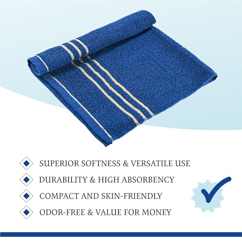 Image of Urbane Home Pack of 6 Soft Cotton Face Towels for Men & Women /Ladies | Easily Washable | Pocket Towels & Workout Gym Napkins for Men -Dark Blue