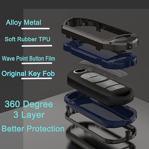 Miniatura 4 de K LAKEY Funda de aleación de metal compatible con Mazda 3 6 8 Miata MX-5 CX-3 CX-5 CX-7 CX-9 RX-8 control remoto sin llave protector de piel de TPU