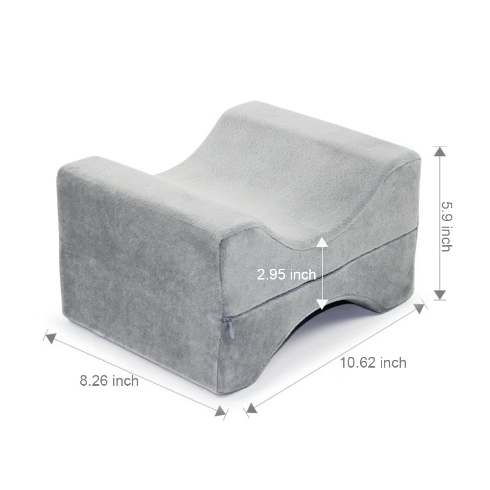 Memory Cotton Knee Pillow Multifunctional Slow Rebound Leg Pillow Ergonomic Design Knee Pillow for Side Sleepers with Washable Cover Gray(Lake Blue)